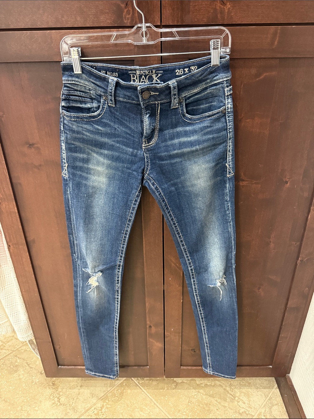 Buckle Dark Blue Distressed Skinny Jeans